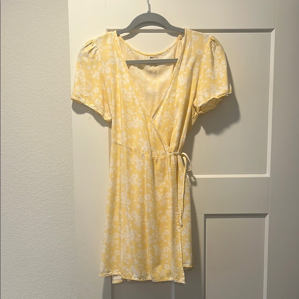 Yellow Floral Wrap Dress
